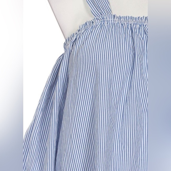 Zara Striped Floral Embroidered Shirt Mini Dress Long Sleeve Eyelets Victorian - Picture 5 of 13